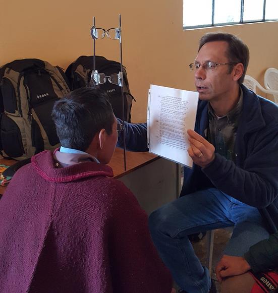 Reading glasses for patients in evangelistic health ministry in Ecuador.